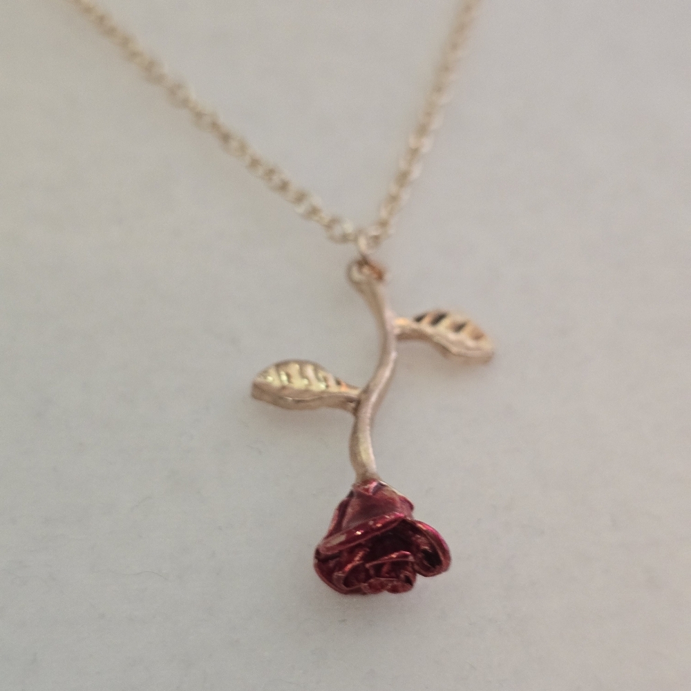 Gold and Red Rose Necklace
